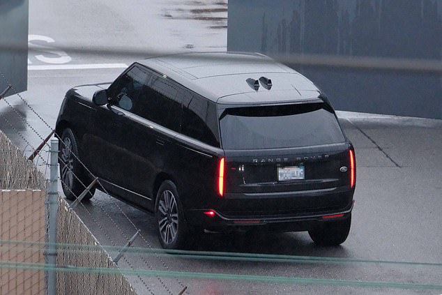 A car believed to be Prince Harry's arriving at a private terminal at LAX Airport on Monday as he prepares to fly to the UK to be with King Charles after his cancer diagnosis