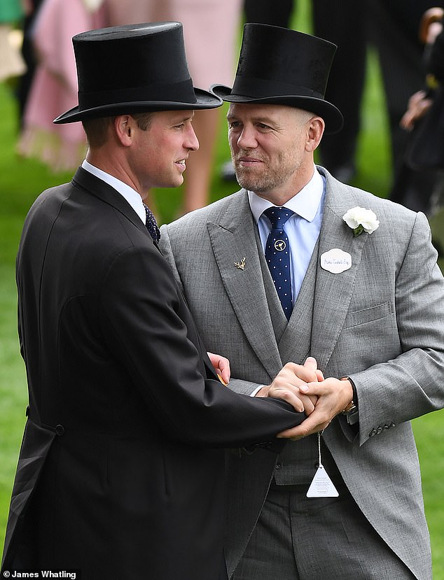 Prince William and Mike Tindall have developed a close bond, with William living 'vicariously' through the former rugby union star. The pair are pictured above the Royal Ascot in 2019