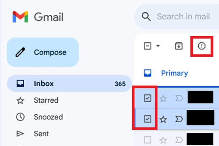 Wählen Sie „Spam melden“ in Gmail aus.