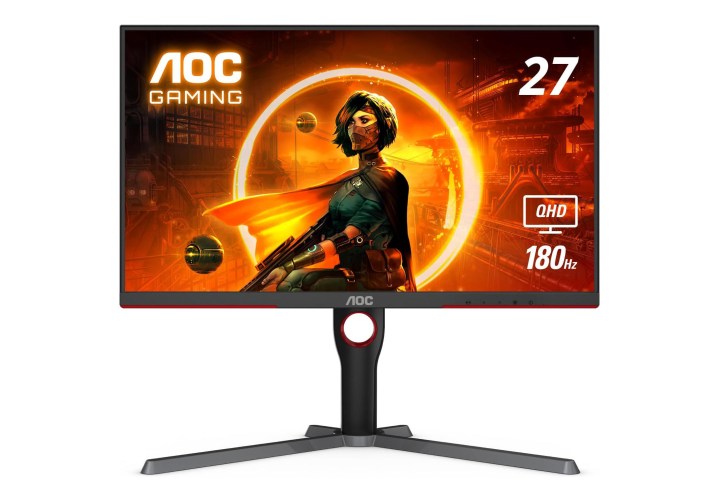 Der AOC Q27G3XMN 27" Mini-LED-Gaming-Monitor auf weißem Hintergrund.