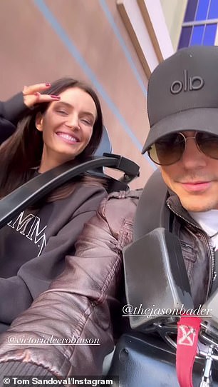 Tom then Instastoried a video of them riding in the front car of The Big Apple Coaster inside New York-New York Hotel & Casino