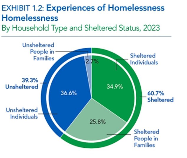 Das Obige zeigt eine Aufschlüsselung der Obdachlosensituation in den USA
