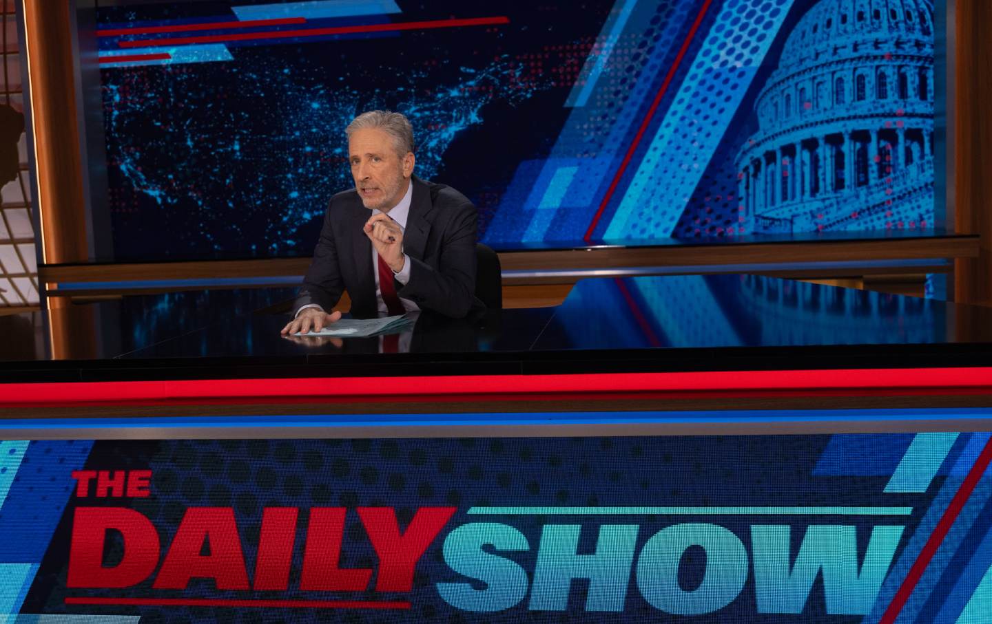 Jon Stewart am Set von The Daily Show.