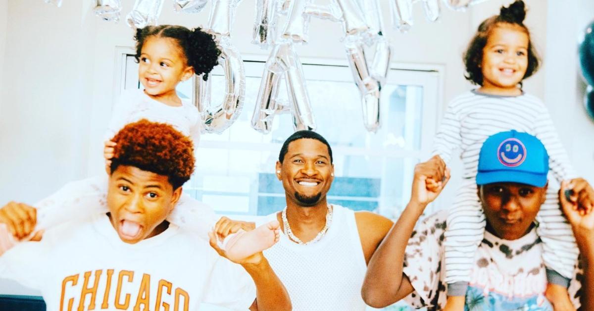 Usher mit den Söhnen Cinco (Usher V), Naviyd und Sire und Tochter Sovereign