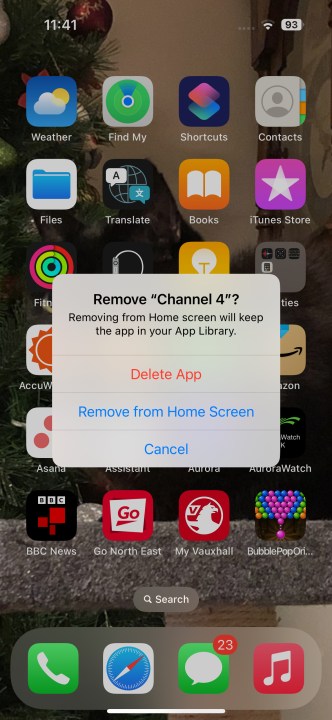 Ausblenden der Channel 4-App auf dem iPhone-Startbildschirm.