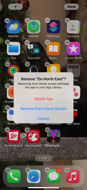 Entfernen der Go North East-App.