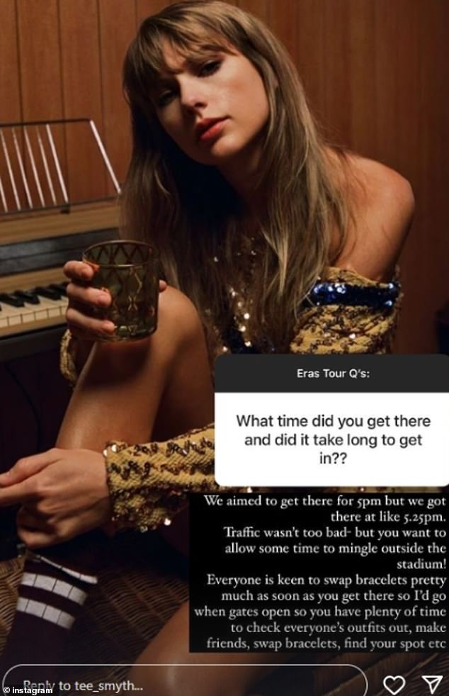 Big Brother-Star Tully Smyth teilte auf Instagram ihre Erfahrungen beim Besuch eines Swift-Konzerts in Melbourne und gab Sydney-Fans Ratschläge