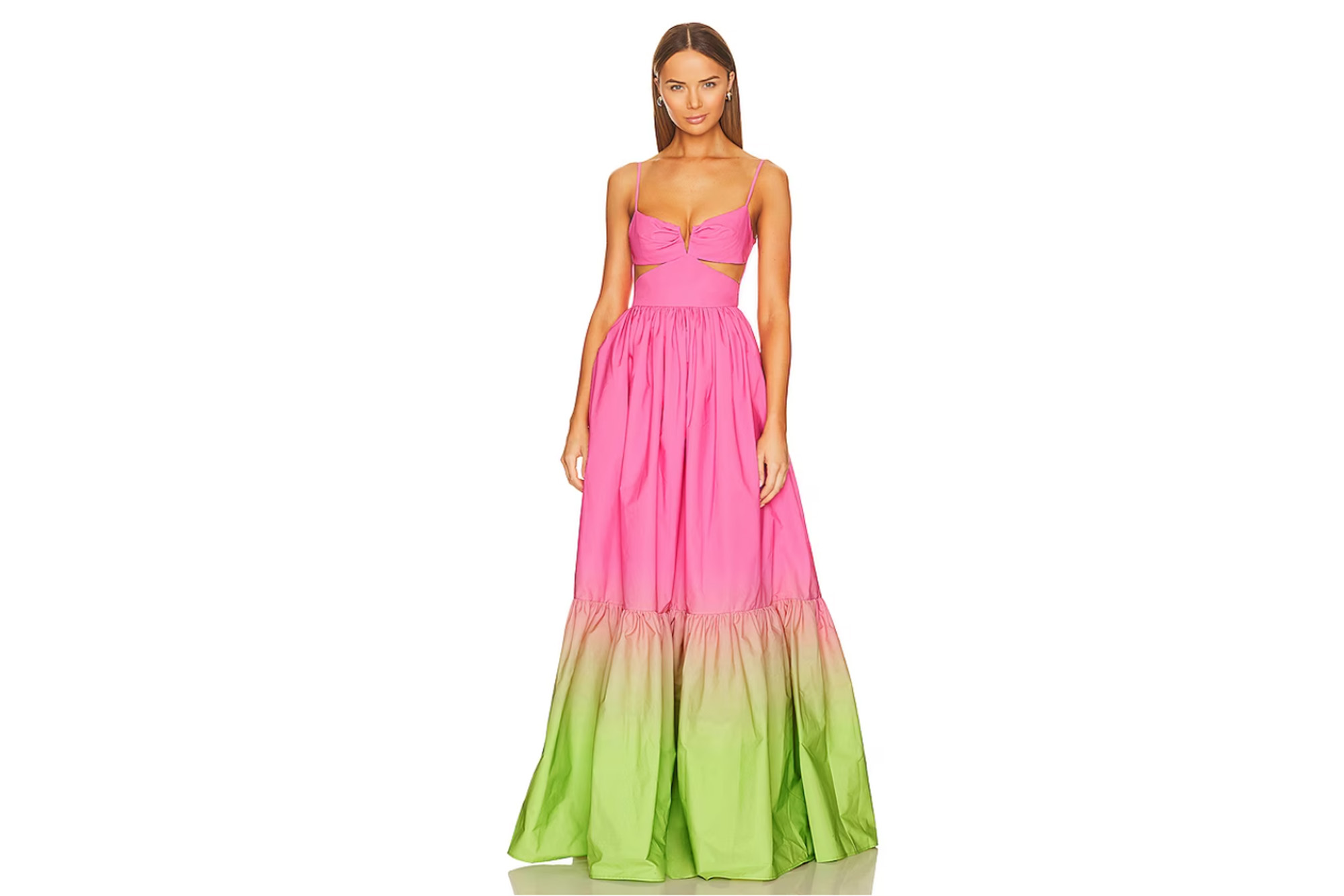 Ein Kleid in Ombre-Rosa und Grün