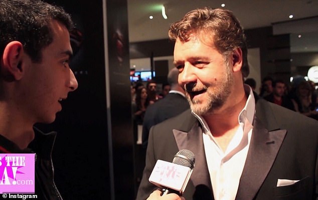 Lamarre started his own blog and interviewed a bevy of A-listers at the 2016 Golden Globes in LA. Pictured with Russell Crowe