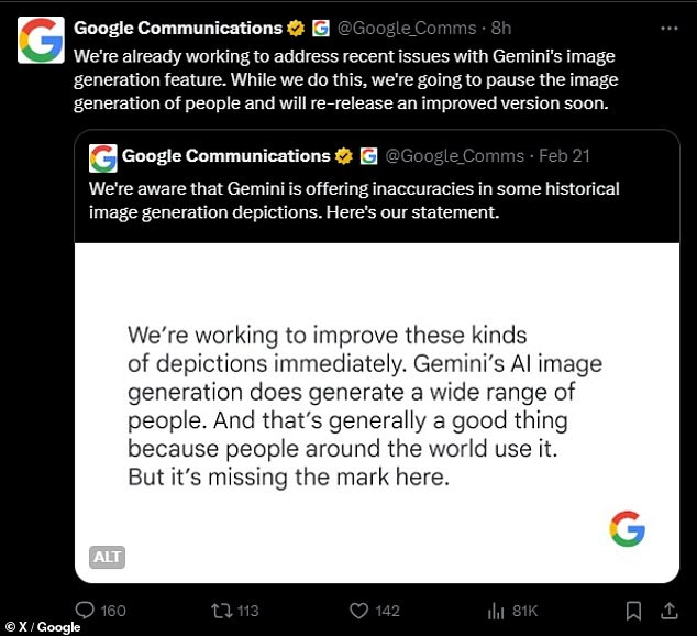 Das Kommunikationsteam von Google gab am Donnerstag eine Erklärung heraus, in der es ankündigte, dass es die generative KI-Funktion von Gemini pausieren werde, während das Unternehmen daran arbeite, „aktuelle Probleme zu beheben“.