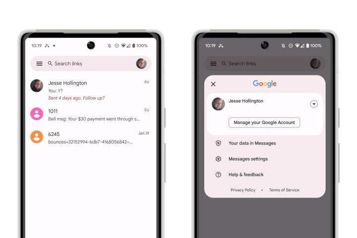 How to access setting in Google Messages.