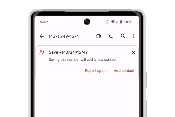 Report spam banner in Google Messages.