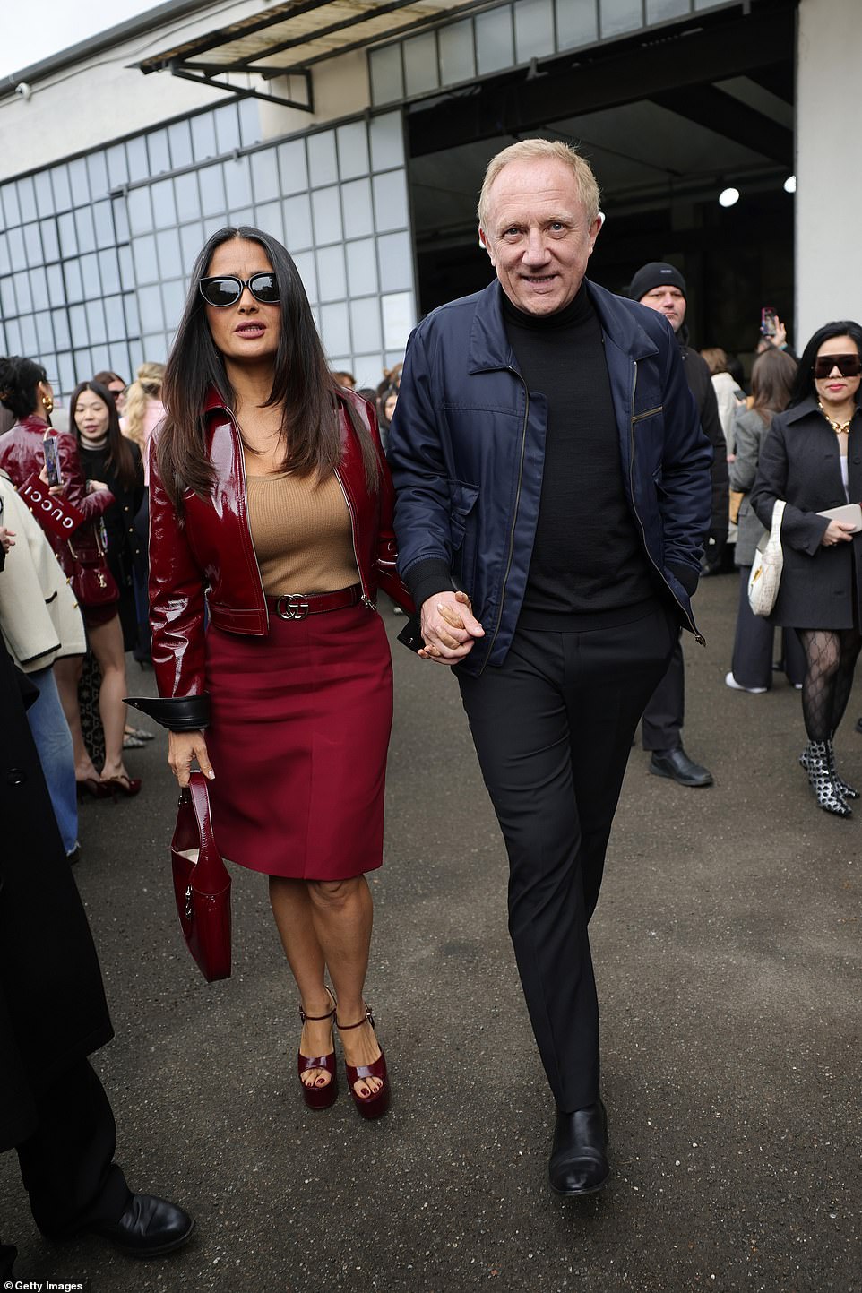 American actress Salma Hayek, 57, arrived with her husband François-Henri Pinault, 61, as the pair put on a loved up display walking hand in hand