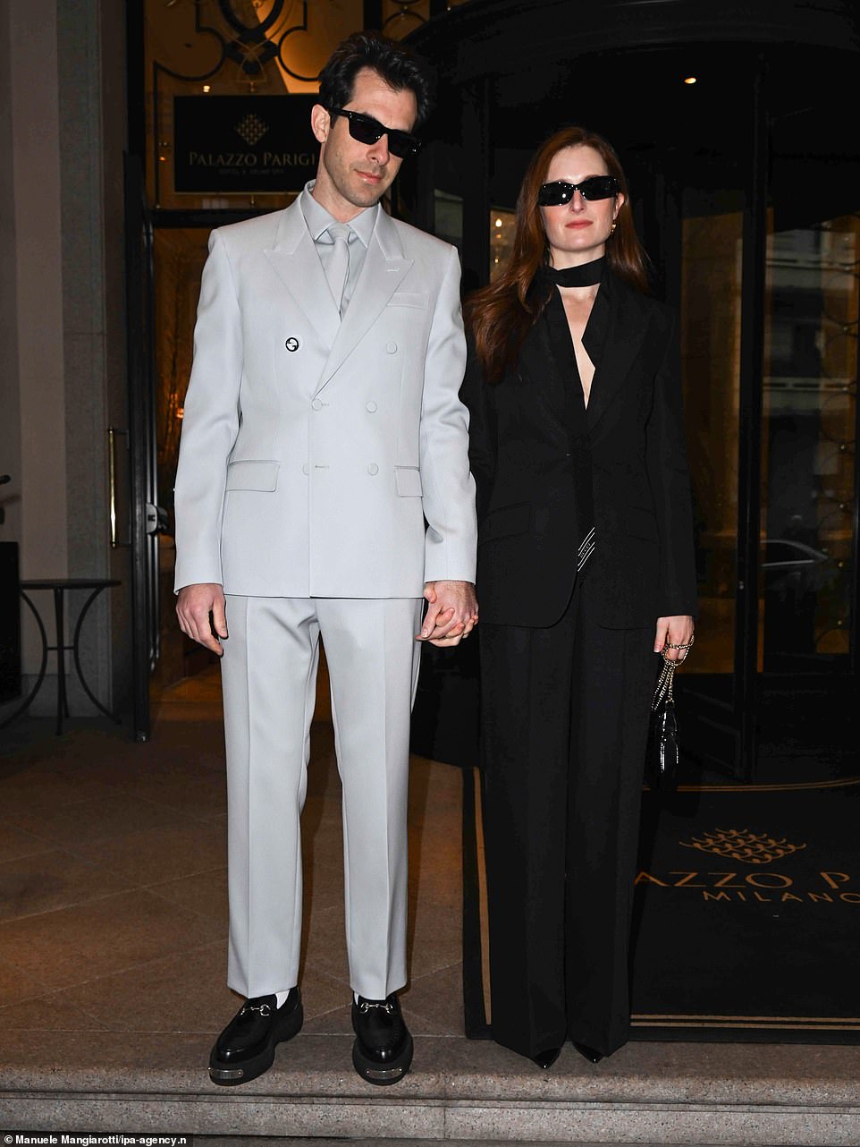 Elsewhere Mark Ronson, 48, and his wife Grace Gummer, 37, posed up a storm in a pair of sophisticated suits as they were snapped hand in hand