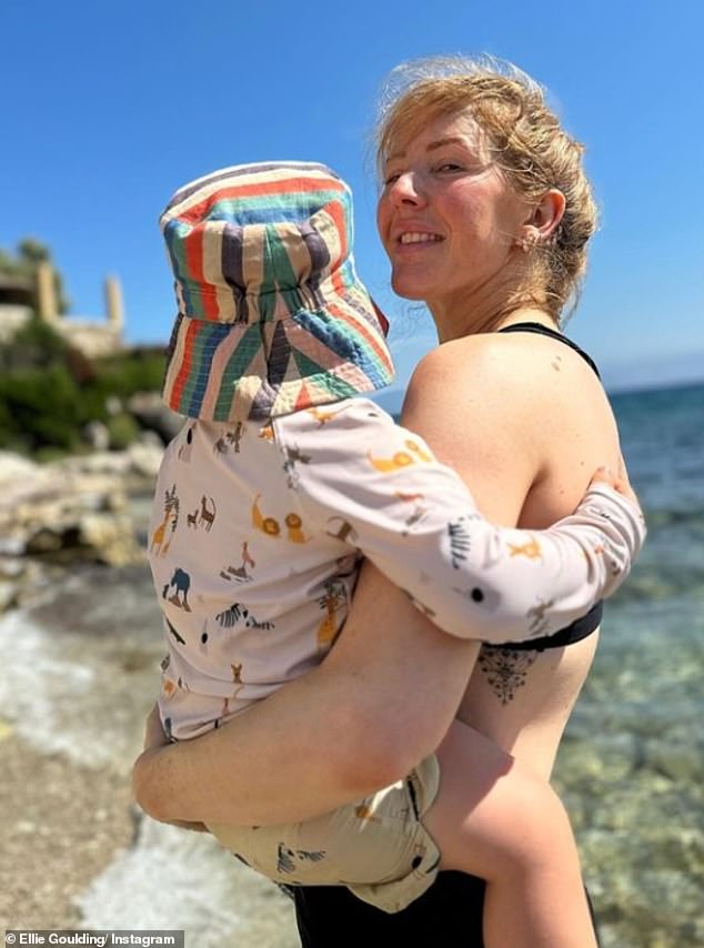 Ellie pictured with her two-year-old son Arthur