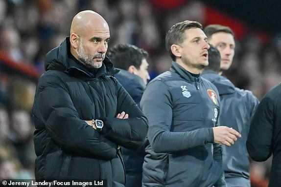 Manchester City Manager Pep Guardiola during the Premier League match at the Vitality Stadium, BournemouthPicture by Jeremy Landey/Focus Images Ltd 0774777398724/02/2024