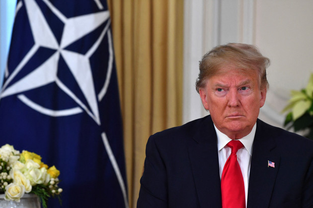 Donald Trump speaks during his meeting with Nato Secretary General Jens Stoltenberg at Winfield House, London on Dec. 3, 2019.
