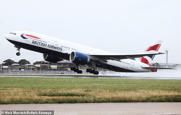 The real thing: A British Airways Boeing 777-200 takes off at Heathrow Airport