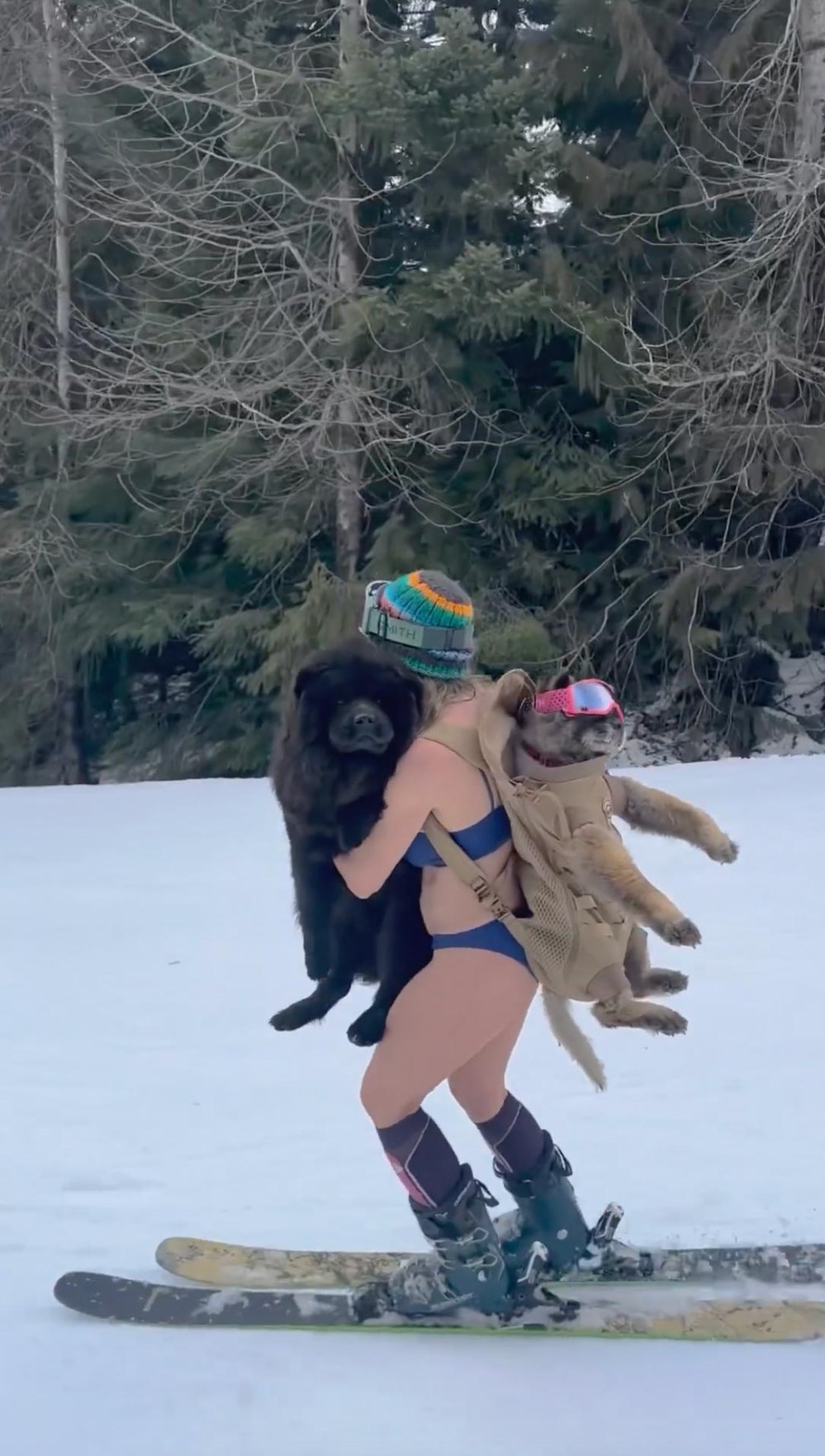 Chelsea-Handlerin feiert ihren Geburtstag beim Skifahren im Bikini, hält Hunde-Joint und trinkt