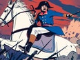 Napoleon auf einem Pferd.