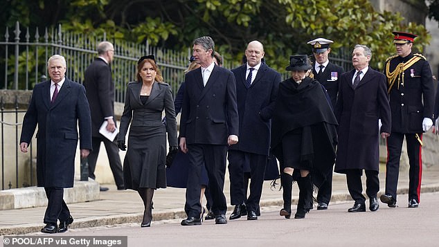 Andrew leads members of the Royal Family to St George's Chapel at Windsor Castle today