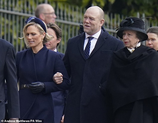 Prince Andrew with Sarah, Duchess of York arrive for the service at Windsor Castle today