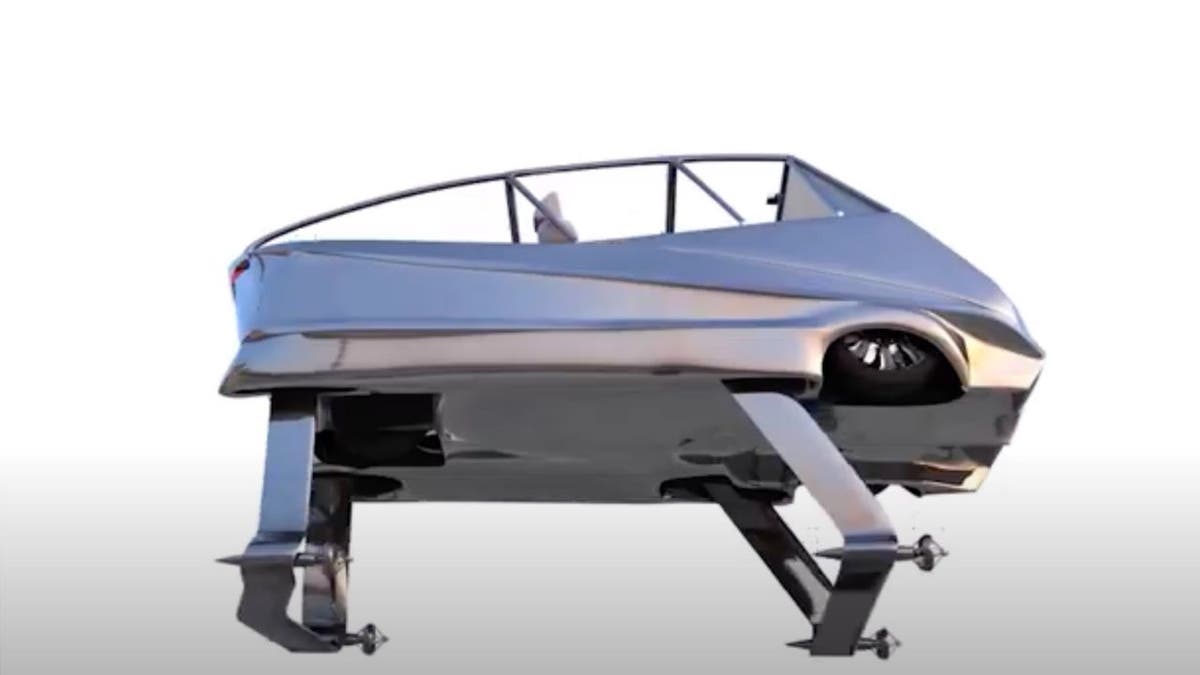 Eine Auto-Boot-Kombination, die mit demselben Fahrzeug auf der Straße oder auf dem Wasser unterwegs sein kann