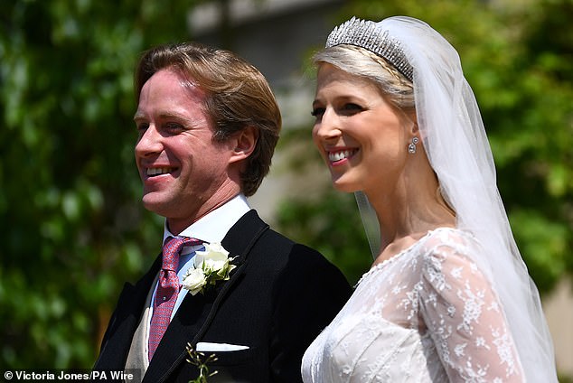 Lady Gabriella Windsor and Thomas Kingston pictured leaving St George's Chapel in Windsor Castle, following their wedding in 2019
