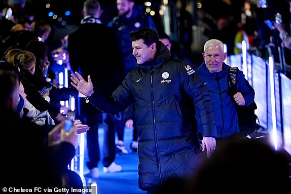 LONDON, ENGLAND - FEBRUARY 28: Mauricio Pochettino, Manager of Chelsea, interacts with fans as he arrives at the stadium prior to the Emirates FA Cup Fifth Round match between Chelsea and Leeds United at Stamford Bridge on February 28, 2024 in London, England. (Photo by Darren Walsh/Chelsea FC via Getty Images)