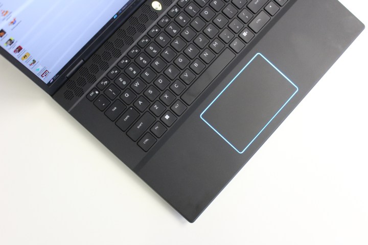 The keyboard and touchpad of the Alienware m16 R2.