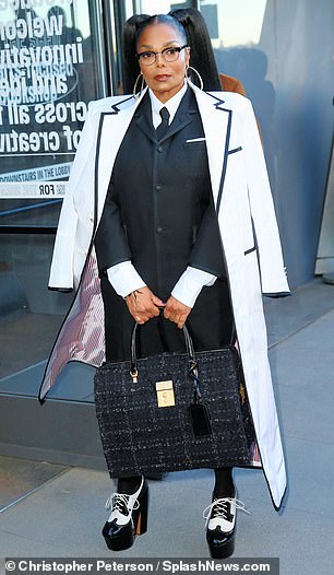 Janet Jackson, 57, embraced her preppy side with stylish Queen Latifah. 53, as they attended the star-studded Thom Browne runway show during New York Fashion Week on Wednesday