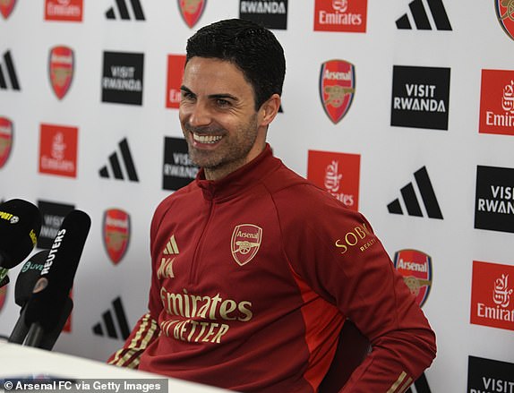 ST ALBANS, ENGLAND - FEBRUARY 02: Arsenal manager Mikel Arteta attends a press conference at the Sobha Realty Training Centre at London Colney on February 02, 2024 in St Albans, England. (Photo by Stuart MacFarlane/Arsenal FC via Getty Images)