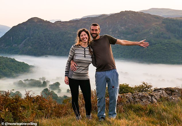 Lauren Winslow-Llewelyn and Craig Hubbard, pictured here in the Lake District, share their unique approach to life - one of non-stop travel - valuing time over material things