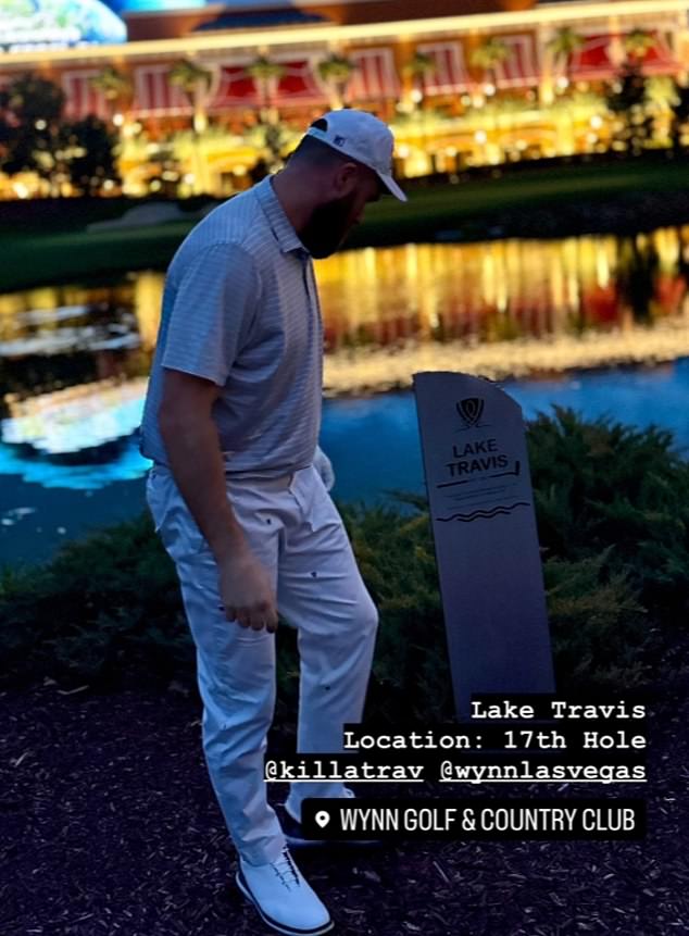 Chiefs-Star Travis Kelce wurde am Dienstag im Wynn Golf & Country Club in Las Vegas gesichtet