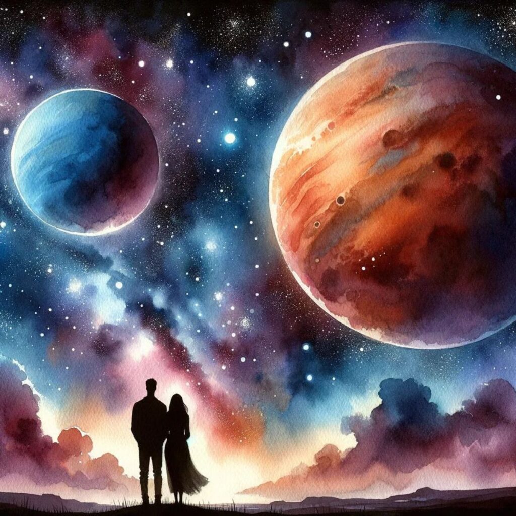 Bild eines Paares, das Uranus gegenüber der Mars-Synastrie symbolisiert