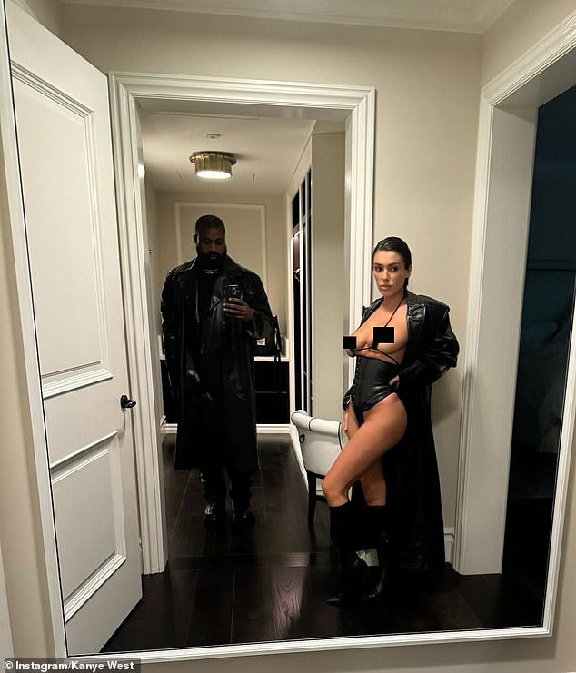 Es kursiert eine wilde Theorie darüber, warum Kanye West, 46, (links) seine neue Frau Bianca Censori, 29, (rechts) in explizite Outfits kleidet – und alles hat mit seiner Ex Kim Kardashian zu tun