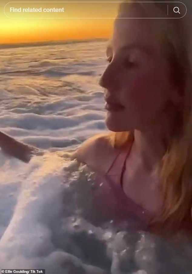 Earlier in the week, she was enjoying a refreshing dip at sunrise in the video shared on her TikTok as she documented her trip away