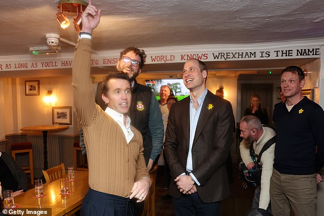 Prince William with Wrexham AFC co-owner Rob McElhenney at The Turf pub today