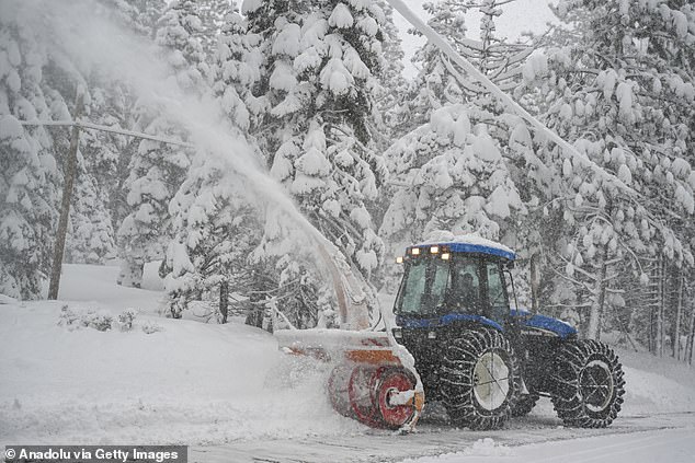 Tractors and snow plows were out in force clearing snow from roads in the region