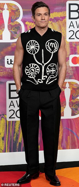 Will Best (pictured) matched his more extreme top with plainer trousers