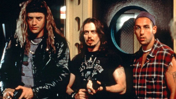 Brendan Fraser, Steve Buscemi und Adam Sandler gekleidet wie Rocker in Airheads.