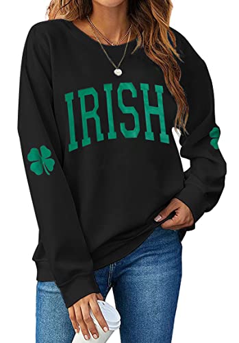 TAOHONG Damen-Sweatshirt mit Kleeblatt zum St. Patrick's Day