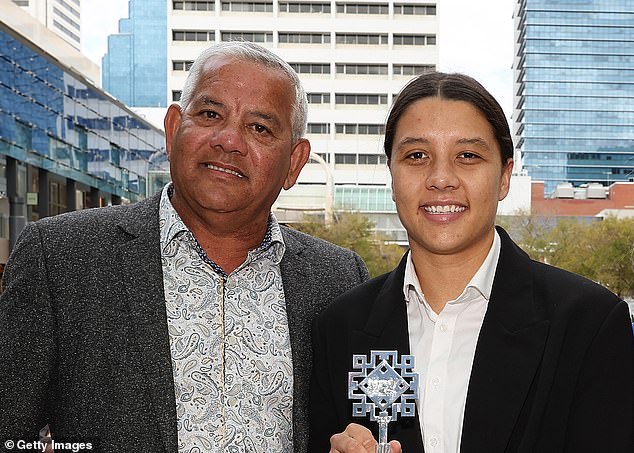 While the Matildas continue to give fans hope that Kerr could play at the Olympics, her father Roger (pictured left) has ruled out that possibility