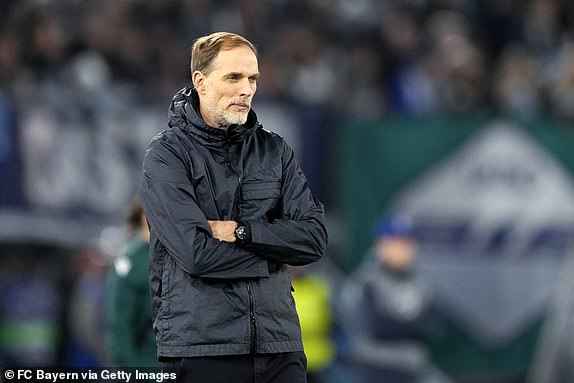 ROME, ITALY - FEBRUARY 14: Thomas Tuchel, Head Coach of Bayern Munich, looks on during the UEFA Champions League 2023/24 round of 16 first leg match between SS Lazio and FC Bayern MÃ¼nchen at Stadio Olimpico on February 14, 2024 in Rome, Italy. (Photo by S. Mellar/FC Bayern via Getty Images)