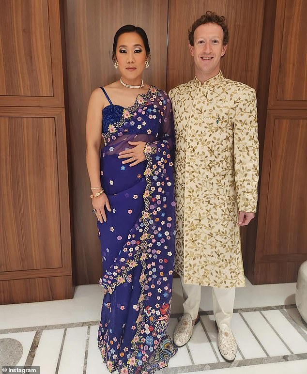 Mark Zuckerberg und seine Frau Priscilla Chan trugen auf der Hochzeitsfeier ein üppiges Kleid im indischen Stil