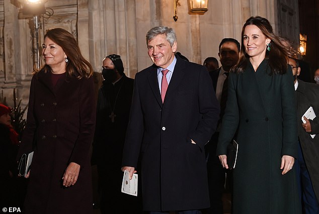 She has also been seen on hand to support her daughter at a number of high-profile events. Carole, Michael and Pippa at Kate's festive event in 2021