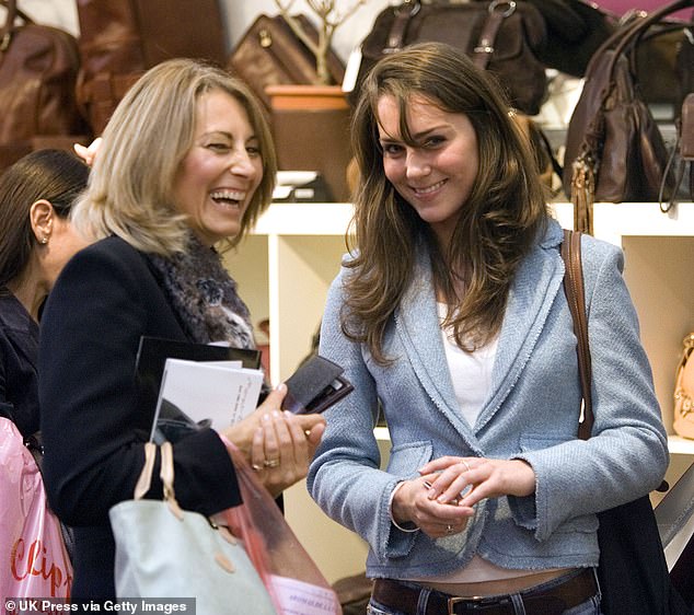 Kate is known to be close with her mother. Pictured with Carole in London as they shop years ago