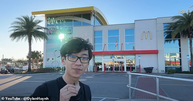 The third stop on Dylan's whirlwind tour is the world's largest McDonald's, which is located in Orlando, Florida