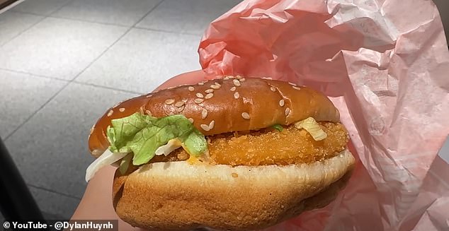 A 'filet-o-shrimp' burger from Japan gets the thumbs up from Dylan