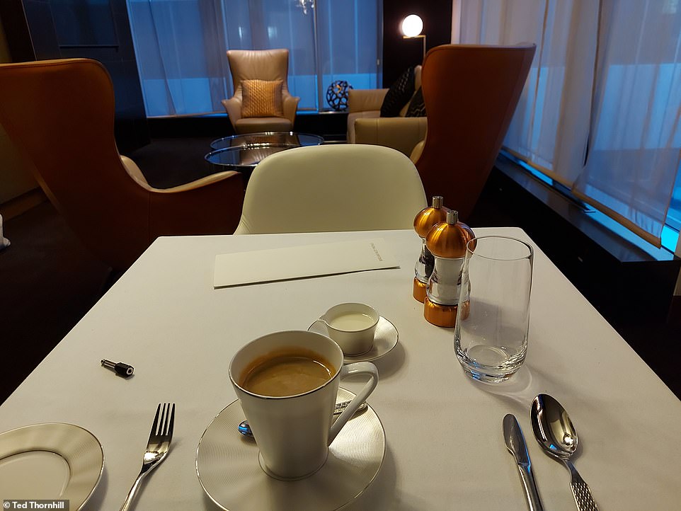 Ted's Residence experience begins at Heathrow Terminal 4, where he's granted access to a swanky hidden VIP lounge